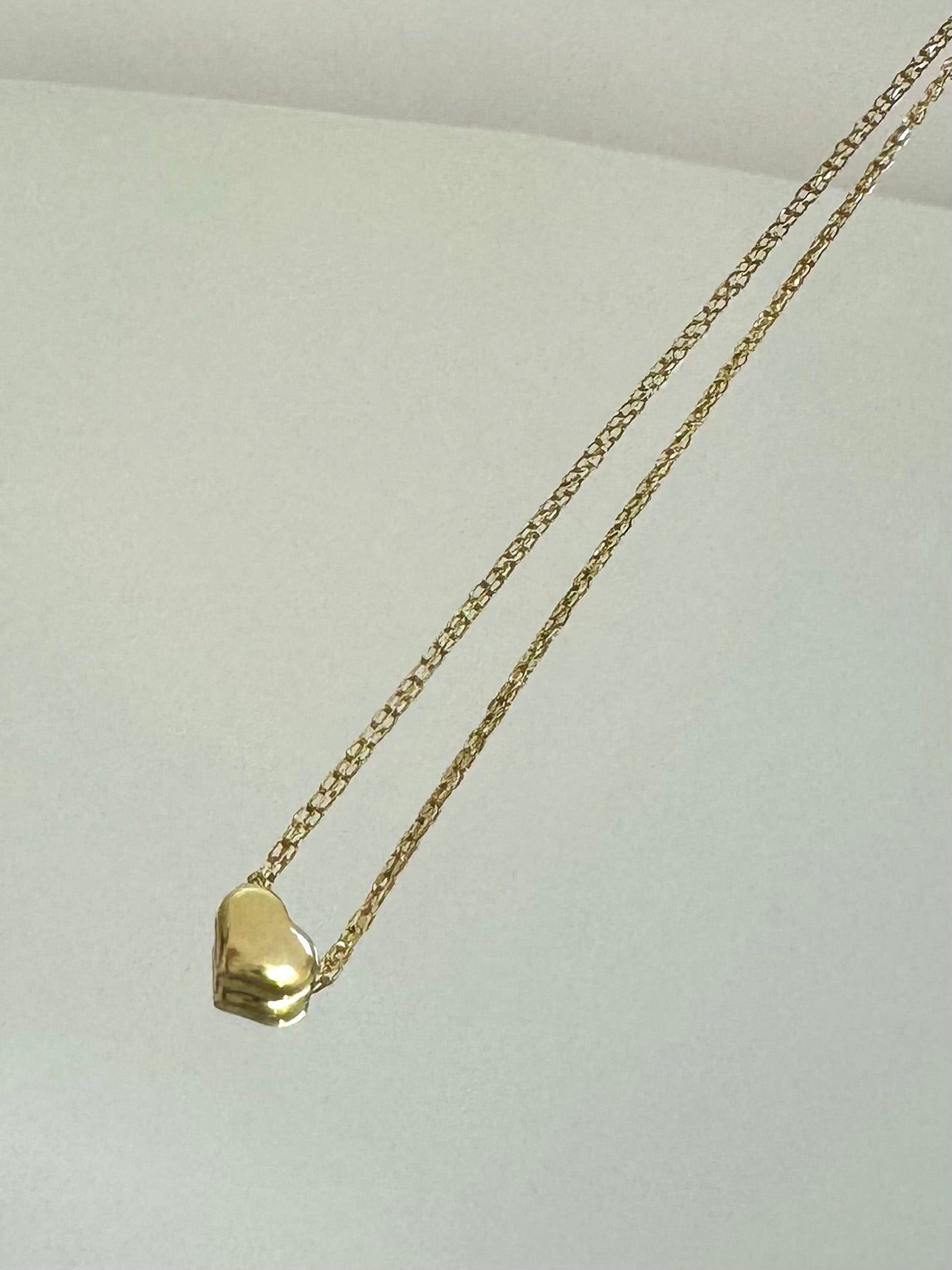 14k tiny puffed heart chain necklace
