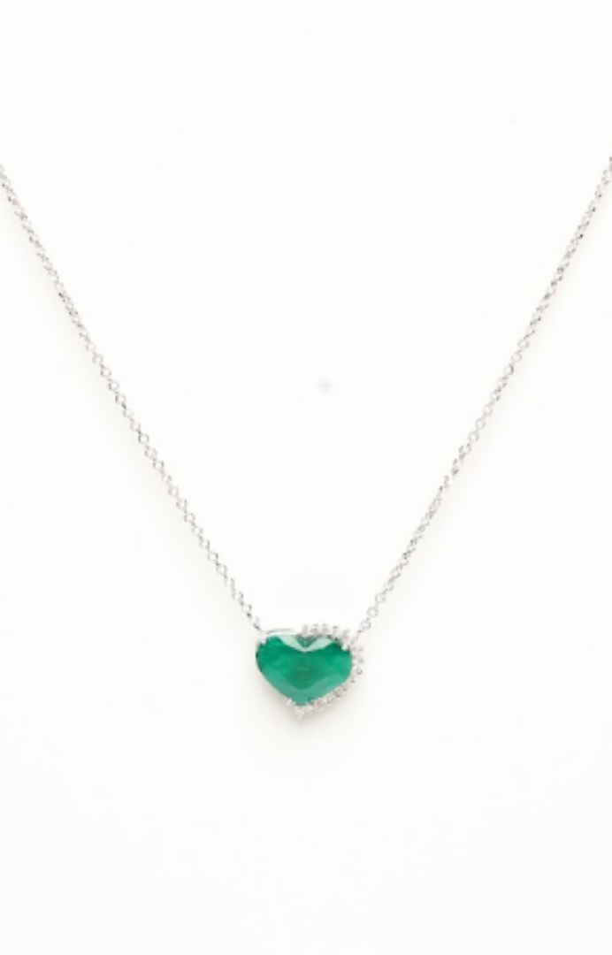 Colombian Emerald heart necklace