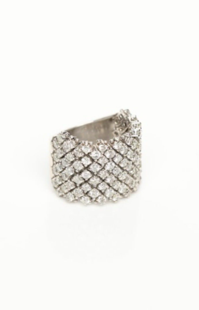 18k White Gold Wide Pavé Diamond Band
