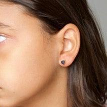 Black sapphire heart earrings