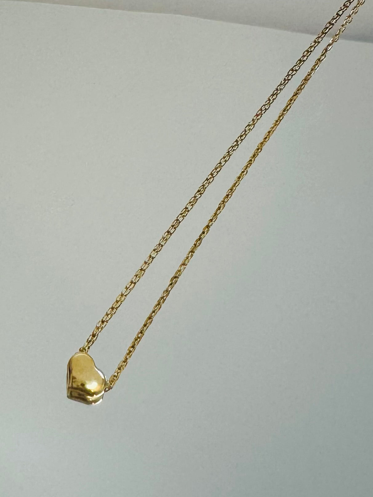 14k tiny puffed heart chain necklace