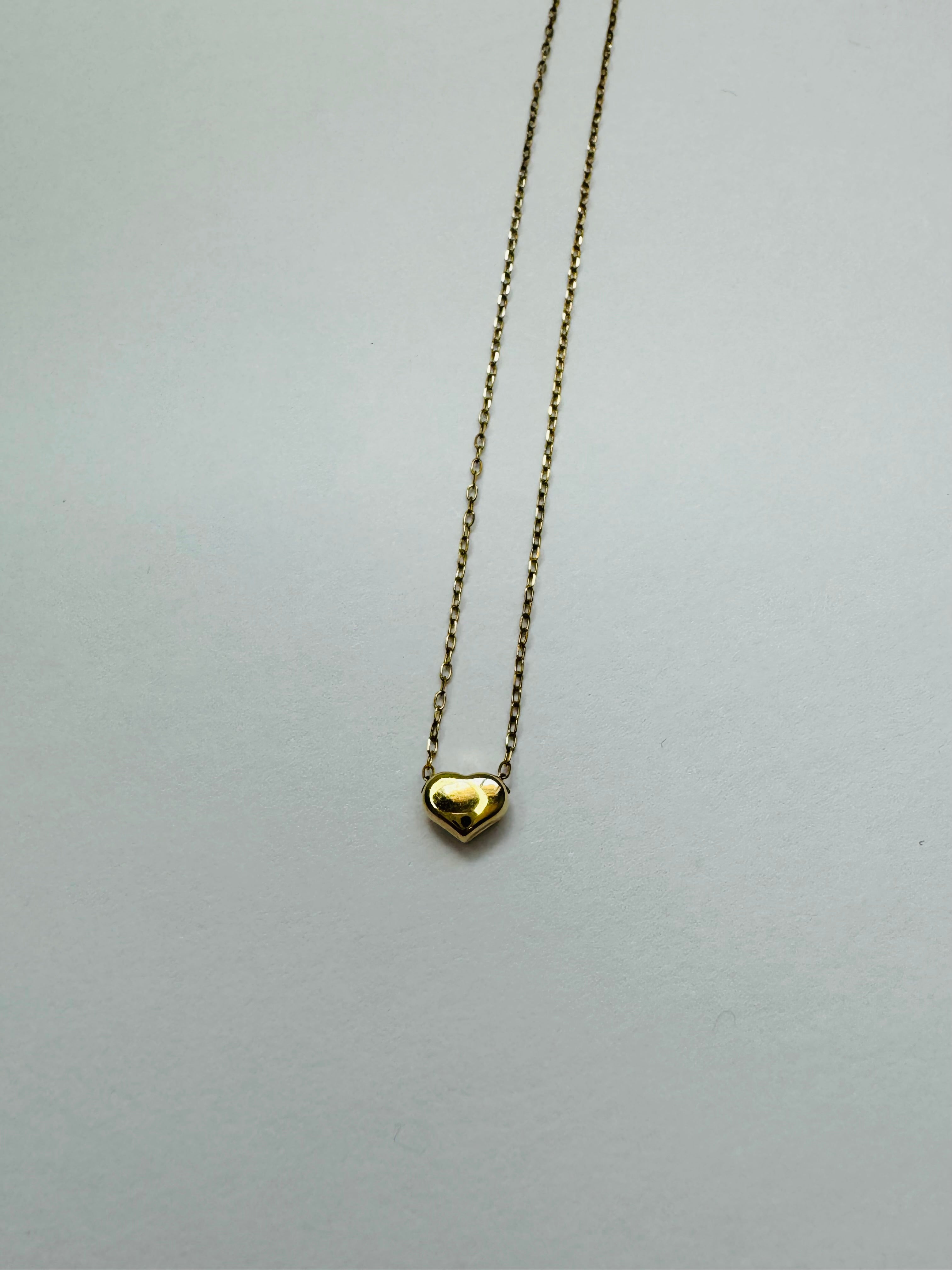 14k tiny puffed heart chain necklace