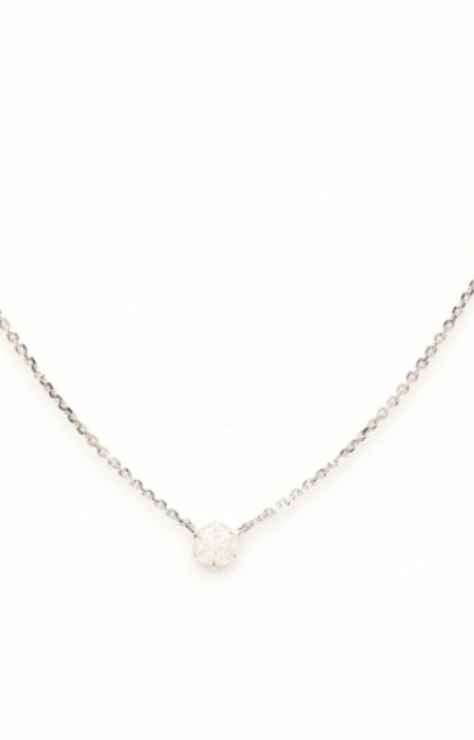 18k White Gold Diamond Solitaire Necklace
