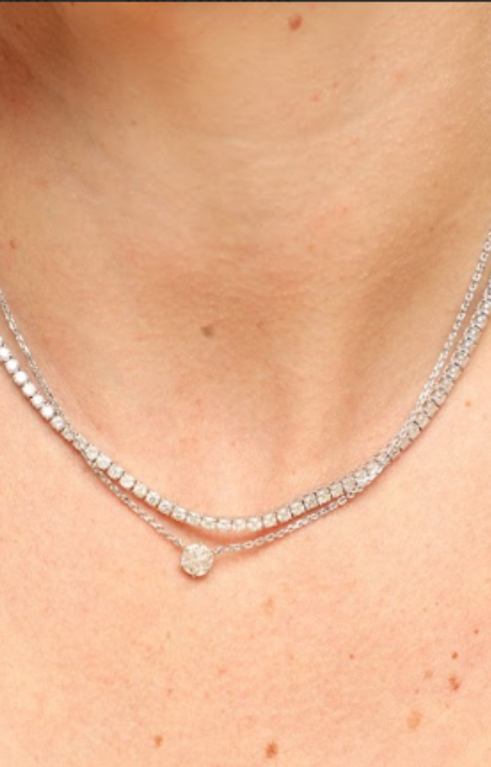 18k White Gold Diamond Solitaire Necklace