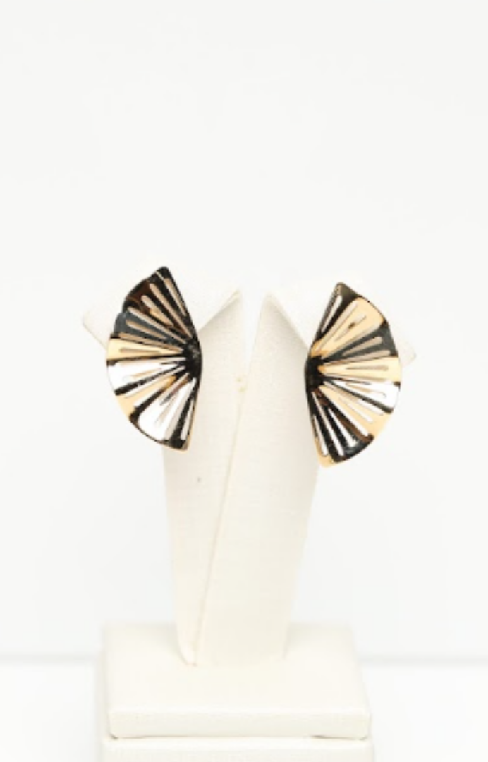 18k Yellow Gold Fan Earrings