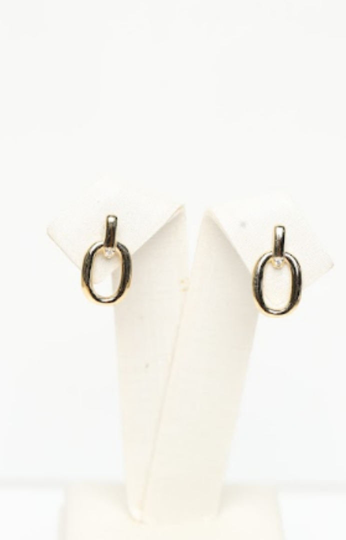 18k Yellow Gold Oval Link Earrings