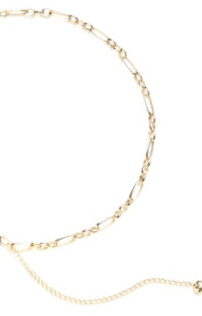 Choker de elos alongados em ouro 18k com extensor